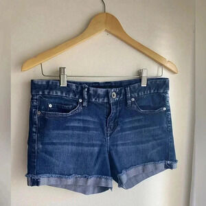 Calvin Klein Jean Shorts Size 2 / 26 Cuffed Dark Wash Denim Cutoff